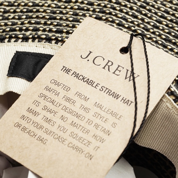 New JCREW Marled Wide Brim Packable Hat Black / Ivory - Picture 4 of 4